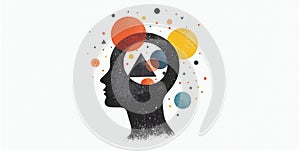 A vibrant mind bursts with creativity, imagination flowing freely, shaping ideas into unique visions and innovative concepts photo