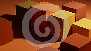 Abstract Geometric Cubes in Warm Tones