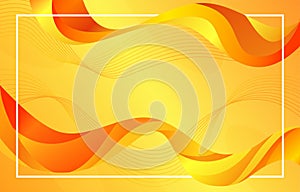Vibrant, modern graphic featuring an abstract, orange and yellow background design with waves