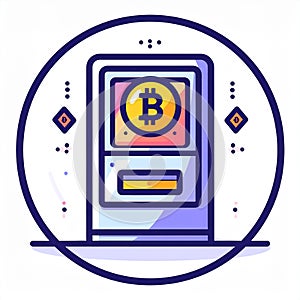 Modern Bitcoin ATM Flat Line Icon Design