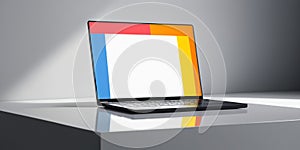 Vibrant modern laptop in a creative workspace