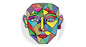 Abstract Geometric Pop Art Face Vector Illustration