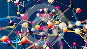 Vibrant Molecular Network: Interconnected Colorful Spheres Visualization