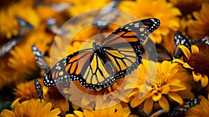 Vibrant Monarch Butterfly Photography On Yellow Flowers