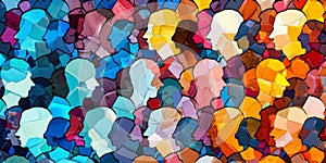 Vibrant Mosaic Of Multicultural Individuals Forming A Dynamic, Abstract Pattern