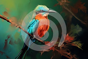 Vibrant Motmot bird fullbody. Generate Ai