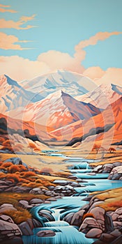 Vibrant Mountain Landscape Painting With Icy Stream - Commission For Maori Art