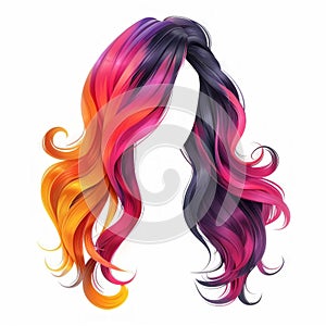 Vibrant Multi-Colored Hair Wigs with Dynamic Waves. Generative ai