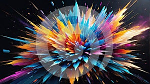 Vibrant Multi-Colored Particles Explosion, Abstract Art Background