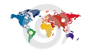 Vibrant multi-colored world map, vector design Generative AI