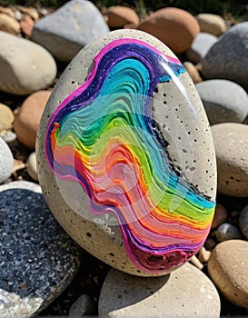 Vibrant Multicolor Fiberoptic Neon Embedded in Stone photo