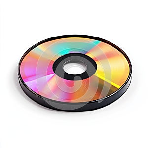 Vibrant Rainbow Colored CD or DVD Data Storage Disc on White