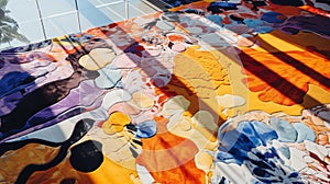 Vibrant Multicolored Patchwork Rug: Intricate Patterns and Textures