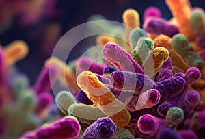 Vibrant Multicolored Rod Shaped Bacteria Microscopic View