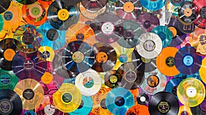 A vibrant mural is created by the participants showcasing their favorite vinyl records and artists