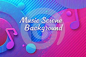 Vibrant music science background with notes