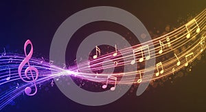 Vibrant Musical Notes on Abstract Background