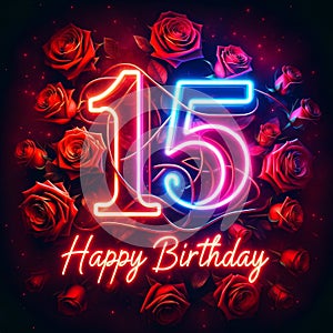 Vibrant Neon 15th Birthday with Roses