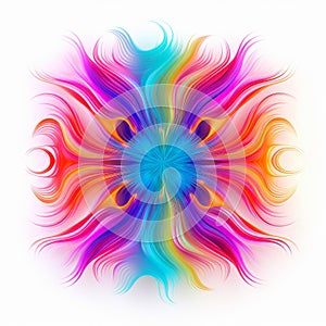 Vibrant Neon Abstract Design: Symmetrical Harmony On White Background