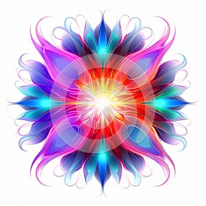 Vibrant Neon Abstract Flower Design With Symmetrical Pattern