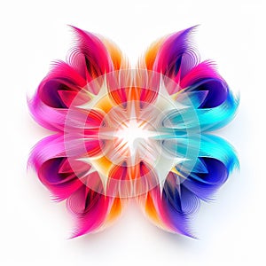 Vibrant Neon Abstract Flower: Energy-filled Illustration On White Background