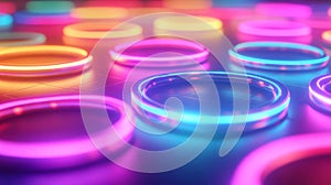 Vibrant Neon Circles Abstract Background