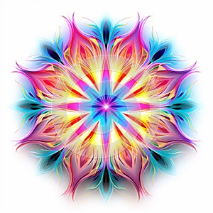 Vibrant Neon Color Wave: Abstract Psychedelic Star On White Background