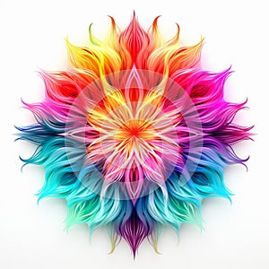 Vibrant Neon Colored Hair Flower: Abstract Minimalism With Spiritual Symbolism