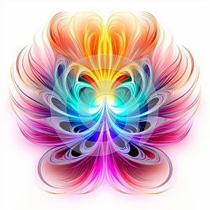 Vibrant Neon Colors Symmetrical Pattern On White Background photo
