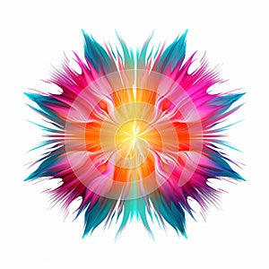 Vibrant Neon Flower: Abstract Design With Symmetrical Patterns