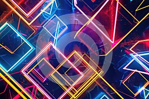 Vibrant Neon Geometric Tunnel with Multicolored LED Lights for an exciting visual experience AIG62