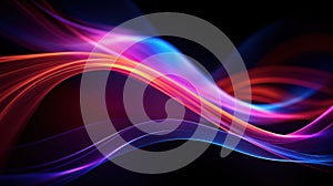 Vibrant Neon Glow of Abstract Wavy Lines on a Dark Background