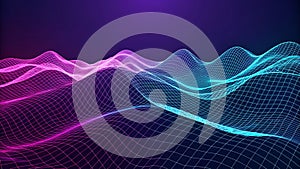 Futuristic digital mountain landscape wireframe background for data visualization and design.