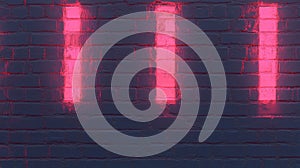 Vibrant neon pink light on dark red painted brick wall background