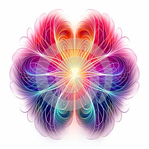 Vibrant Neon Psychedelic Flower Illustration With Symmetrical Balance