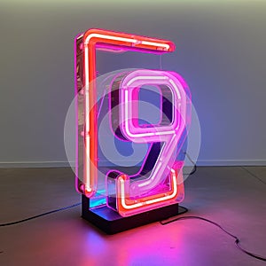 Vibrant Neon Sign \'9\' Inspired By Chris Labrooy And John Hejduk photo