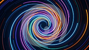 Vibrant Neon Spiral Vortex: Dynamic Light Art for Tech and Creative Projects