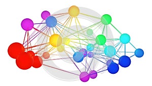 Vibrant network of interconnected nodes