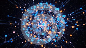 Vibrant network of interconnected nodes and lines