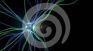 Vibrant neuron cell structure with neon dendrites