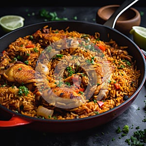 Vibrant Nigerian Jollof Rice with Chicken