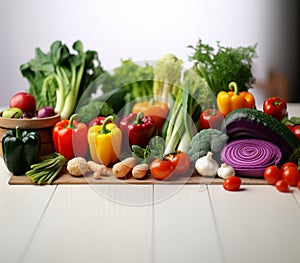 Vibrant Veggies: A Rainbow of Flavor on a Blank Canvas photo