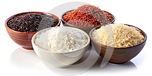 Vibrant and Nutritious Rice Bowls A Colorful Celebration of Four Grain Varieties photo