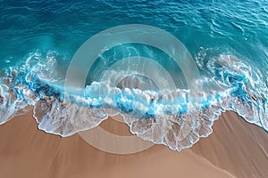 Vibrant ocean wave meeting the beach