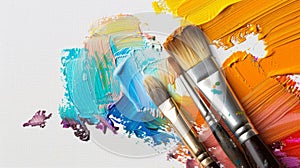 Vibrant Oil Paints and Brush