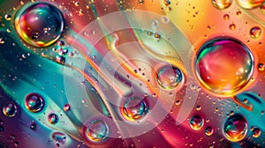 Vibrant Oil and Water Abstract Background with Rainbow Colors