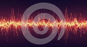 Orange audio waveform visualization with particle details, digital signal processing