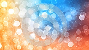 Vibrant orange and blue bokeh lights on gradient background