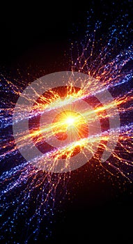 Vibrant Orange And Blue Light Burst Abstract Background