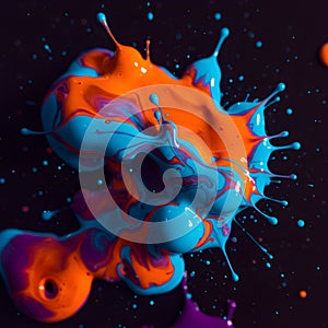 Vibrant Orange and Blue Paint Splash Explosion
